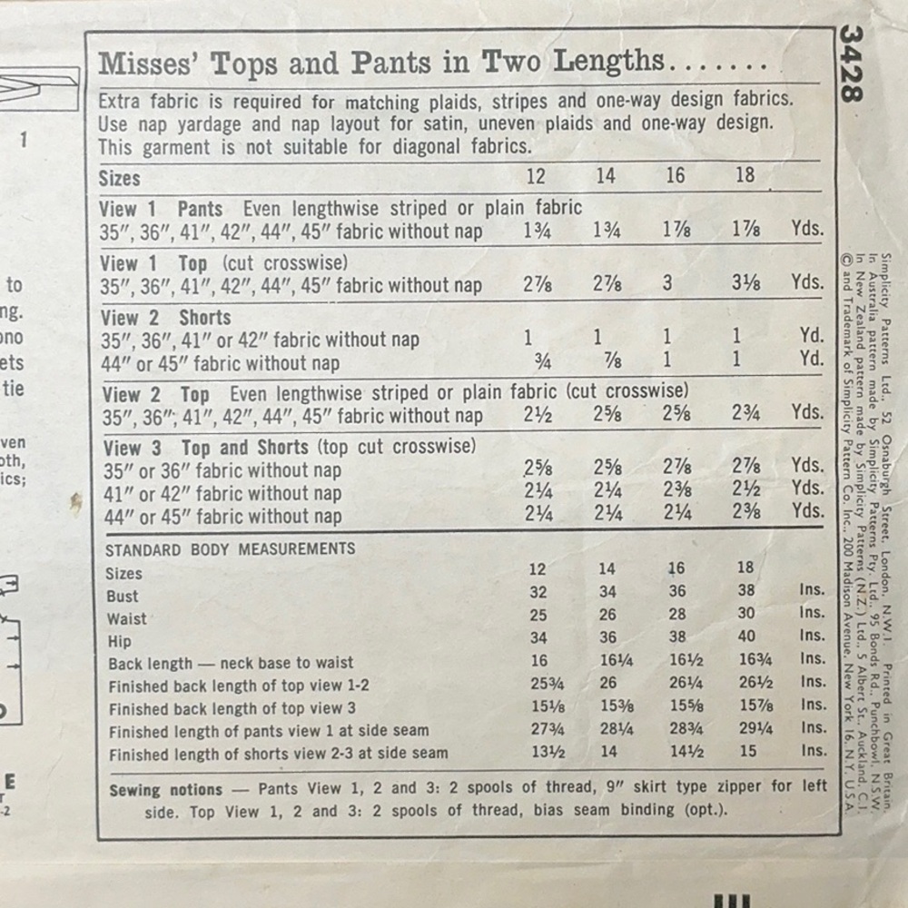 Simplicity Vintage Pattern 3428 Shorts Top Pants Easy - Picture 6 of 7